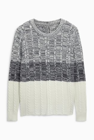 Navy Ombre Cable Knit Sweater